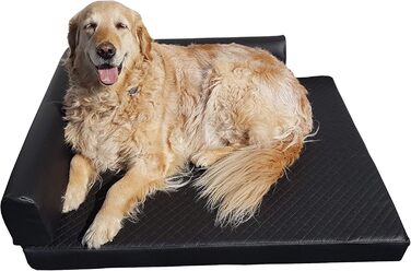 Ортопедичне ліжко для собак Natalia Spzoo Eckbett, кутовий лежак, м'яка собача підстилка, чорний колір, розмір S (80 x 60 см)