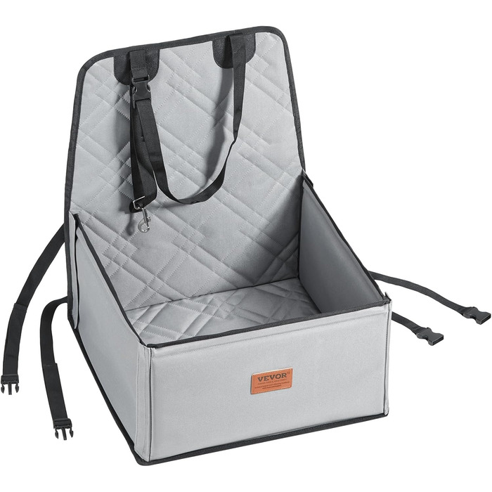 Автокрісло для собак VEVOR, сіре, до 12 кг, з підтримуючою рамою та страхувальним ременем