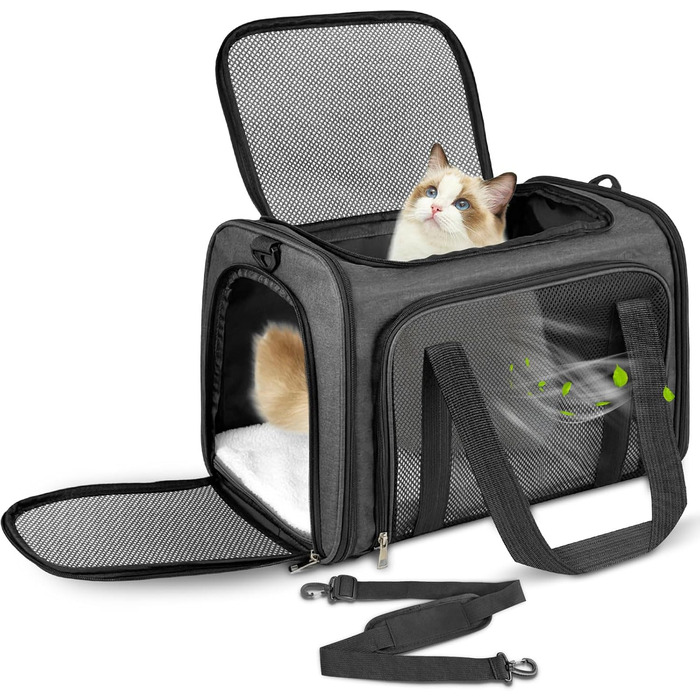 Транспортна сумка для кота/собаки до 5 кг, сіра, 43 x 28 x 28 см