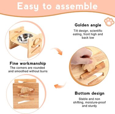 Підвищений годівниця для собак, годівниця для собак на підставці, регульована висота, миски з нержавіючої сталі, 4 рівні, для собак та котів