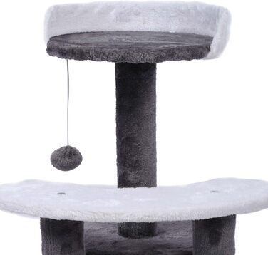 Дряпалка для котів Wiltec 67 см, чорно-біла, з сизалю, платформою, будиночком та іграшкою, крізьбаум для котів