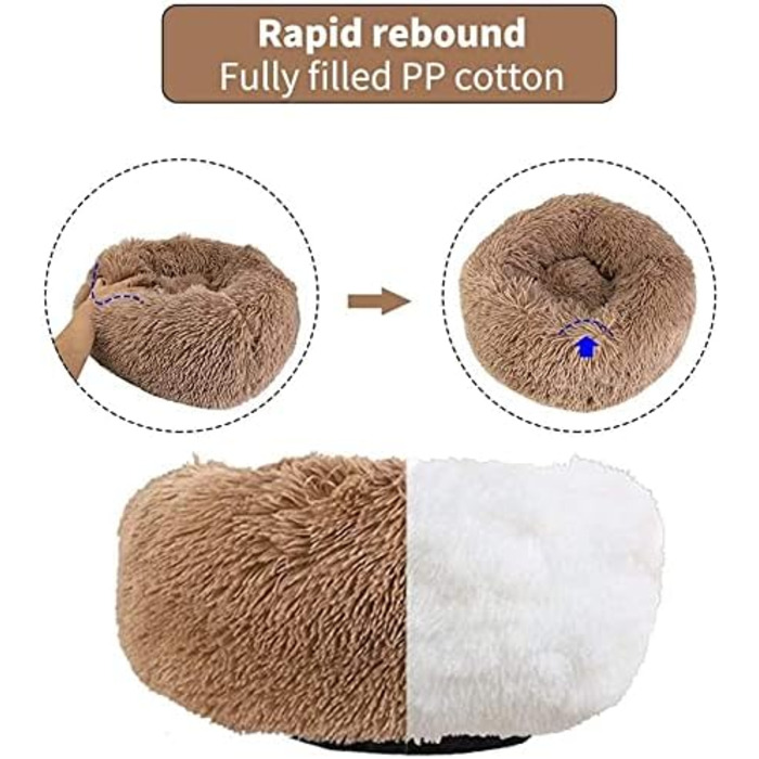 М'яке ліжко для собак Haoye, кругла подушка для домашніх тварин, ліжко для котів та собак Donut, миється, зручне ліжко для котів та собак (діаметр 50-120 см / 7 розмірів), діаметр 70 см (колір коричневий, діаметр 120 см)