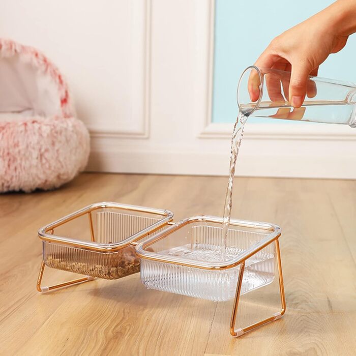 Миска для котів KMERCE з нахилом 15°, піднята миска для корму, аксесуари для котів, миски для корму для маленьких та середніх котів та собак, подвійна миска, неслизька основа, стильний дизайн INS