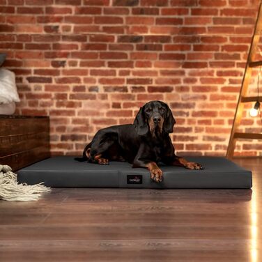 Ортопедичний лежак для собак Tierlando Alice Easy CLEAN з екошкіри, 100x80 см, сірий (графіт)