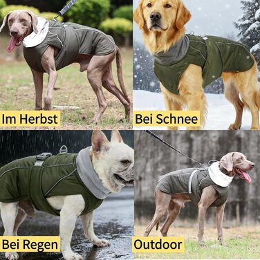 Зимова куртка для собак, водонепроникна та вітронепроникна, з підкладкою з флісу, D-кільце, світловідбиваючі елементи (L)