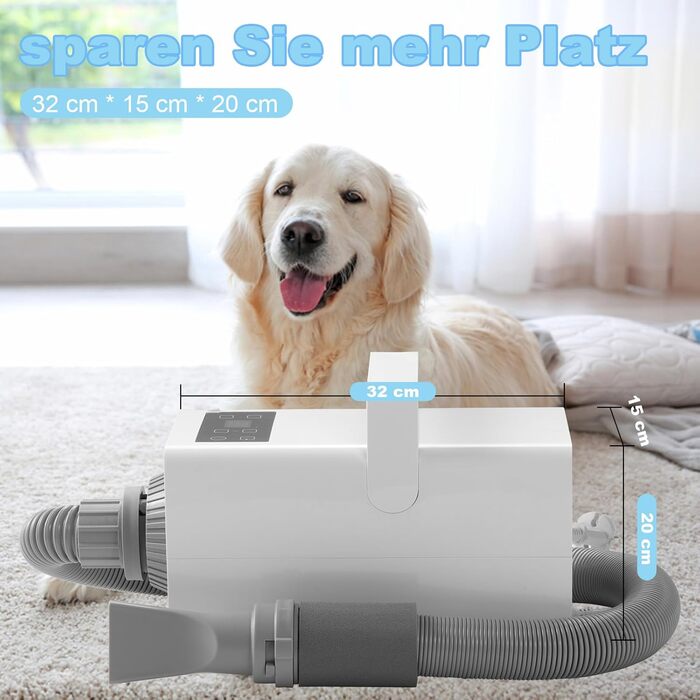 Фен для собак Kanonen-Stil, білий, 2400W, регульована потужність, 1-9 рівнів, температура 35-60°C, сенсорне керування