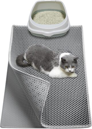 Килимок для котячого туалету Garoopion, EVA, двошаровий, 61x38 см, сірий, стільникова структура
