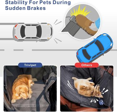 Trivlpet Автогамак для собак на заднє сидіння з жорсткою основою, водонепроникний, товстий наповнювач, захист сидіння для авто, пікапів і SUV, чорний