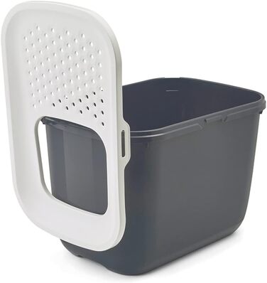 Лотку для котів Katzentoilette Hop In, сірий антрацит/білий, 58,5 x 39 x 39,5 см