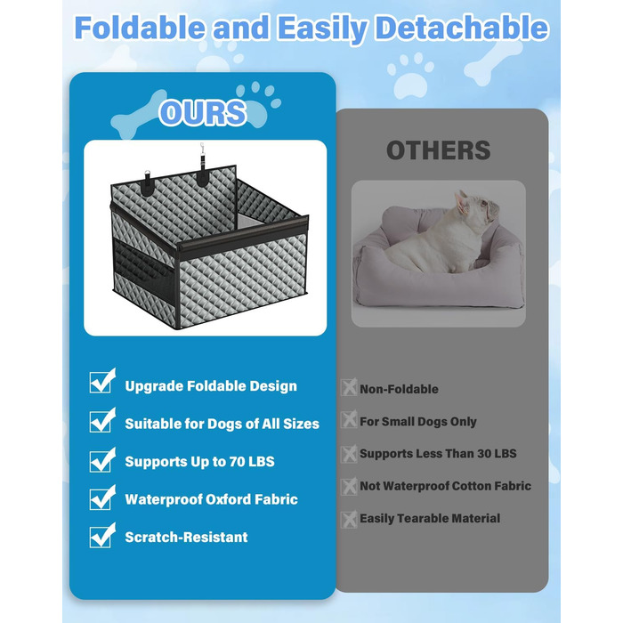 Автомобільний сидіння для собак великих порід, подовжувач заднього сидіння, складаний, водовідштовхувальне оксфордське полотно, неслизьке дно, захист по периметру, міцна підтримка, сірий