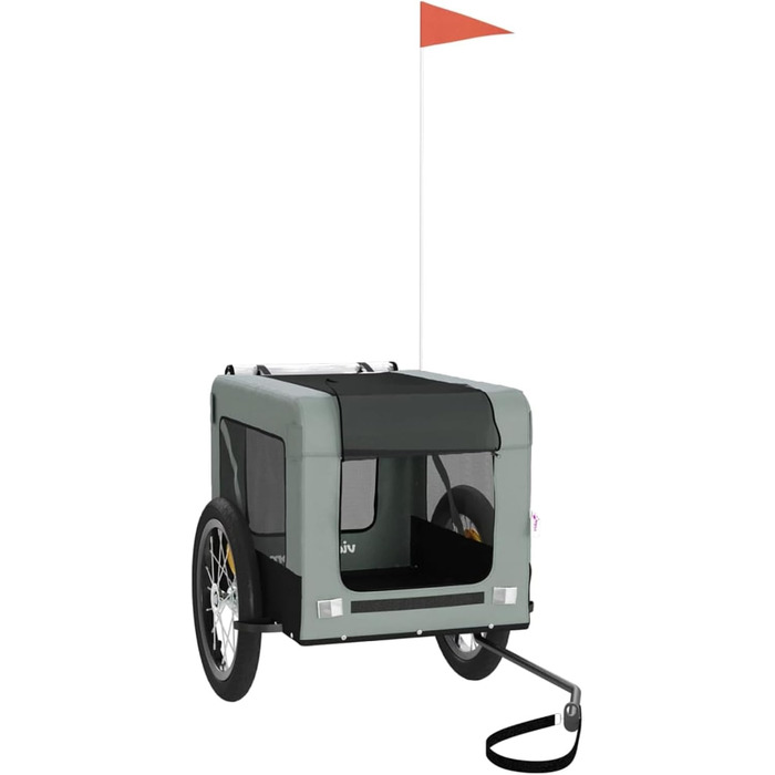 Причіп для собак Fasba: велосипедний причіп для тварин з відбивачами та прапором, для котів та собак, сірий та чорний, оксфордська тканина та метал