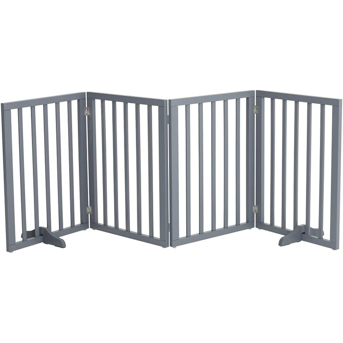 Захисне ґратка для собак Fellie, дерев'яне, без свердління, сірий, 4 панелі (183x60 см)