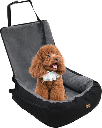 Автокрісло для собак малого та середнього розміру до 13,6 кг, знімний та миючий чохол, підійде для котів, автокрісло на переднє сидіння, з ременями безпеки (Сірий, L)