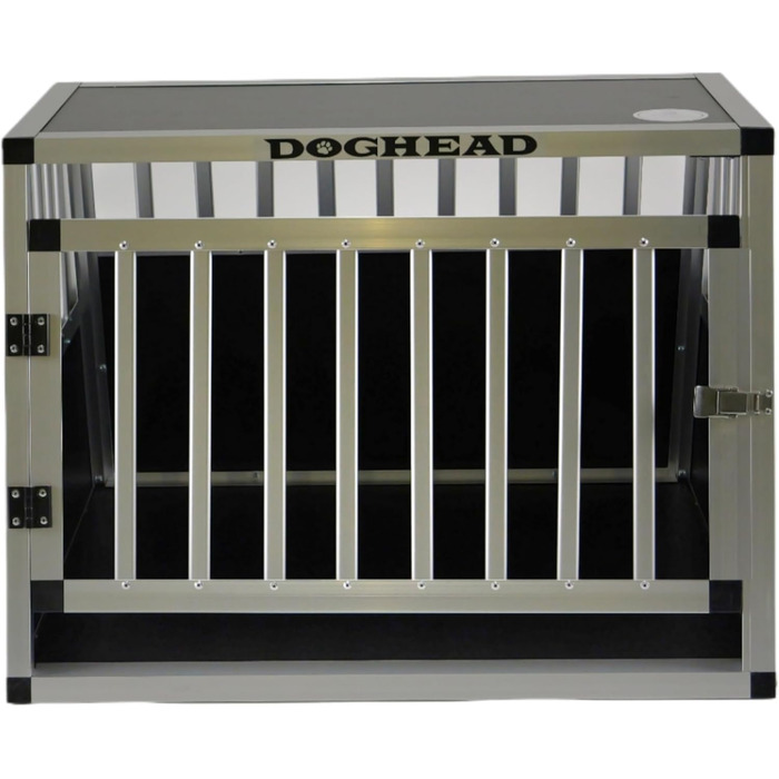 Транспортна переноска для собак DOGHEAD Ecoline, 70x60x50 см, алюмінієва, чорний/срібний колір