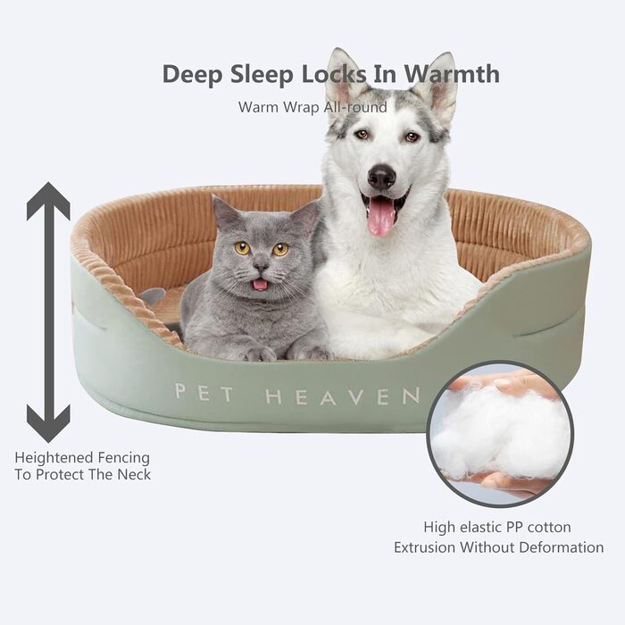 Ортопедичне ліжко для собак PETCUTE середнього розміру, миється, подушка для собак, котячі ліжка, кошик для собак з неслизьким дном, заспокійливе ліжко для домашніх тварин (S, Зелений+Хакі)