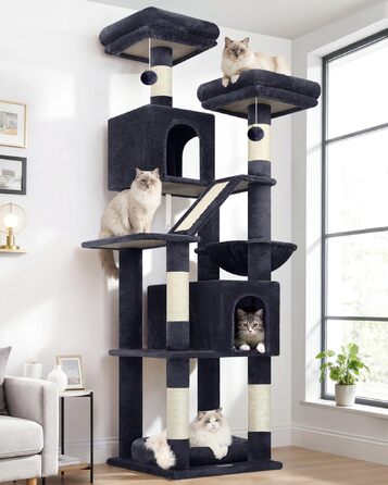 Комплекс для котів Globlazer з будиночками, лежаками та когтеточками, 189 см, XXL, темно-сірий