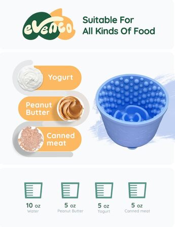 Миска для повільного годування для собак, силікон, блакитний колір, з великими присосками