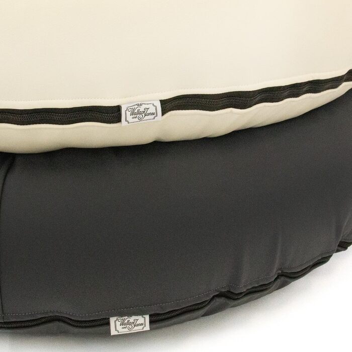 Wallace & Jones | Преміум лежанка для собак Болтон, 63x50 см, штучна шкіра, для маленьких собак, з блискавкою, що ховається, пральна, неслизька, (95 x 81 см, кремово-білий)