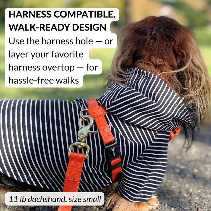 Світшот для собак DJANGO, теплий, м'який, з капюшоном, для маленьких собак до 11,3 кг (Даксель, цуценята), чорний, розмір S