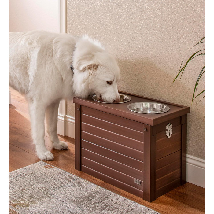 Підвищена годівниця для собак New Age Pet ECOFLEX з двома мисками з нержавіючої сталі та контейнером для зберігання з розсувною кришкою