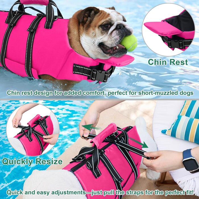 Жилет для плавання собак Fragralley, зелений (рожевий, XS)