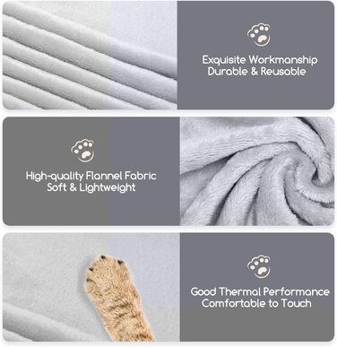 М'яка флісова ковдра для собак Nobleza, 160x100 см, сіра. Пральна, тепла, для домашніх тварин