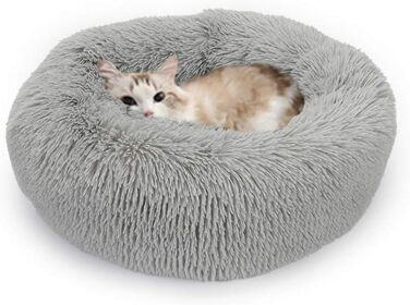 М'яке ліжко для собак та котів, 50 см, сірий колір, з антиковзною основою, легко миється