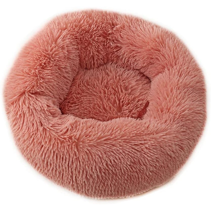 Кругле ліжко для собак та котів Chickwin: м'яке, плюшеве, тепле, 40 см, колір краб-рожевий