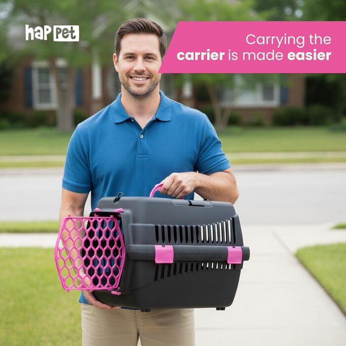 Транспортна переноска для котів та собак Tiertransportbox Teddy M, темно-сіра, 56x37x37 см – міцна, з гарною вентиляцією, переноска для подорожей