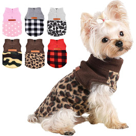 Флісовий пуловер для собак Kosiyi з леопардовим принтом, еластичний, з отвором для повідка, одяг для домашніх тварин, легкий верхній одяг для маленьких собак, для холодної погоди, для хлопчиків та дівчаток