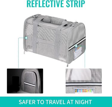 Транспортна переноска для котів та собак велика, сіра, складна, з м'якими боковинами