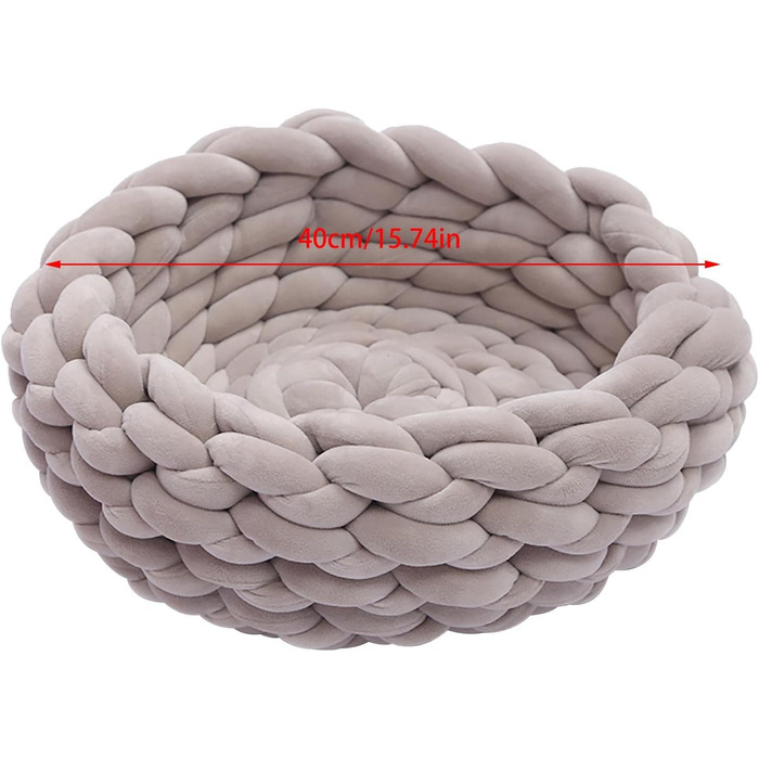 Ручне в'язане ліжко для котів та собак з бавовни, 40 см - тепле гніздо/кошик для домашніх тварин