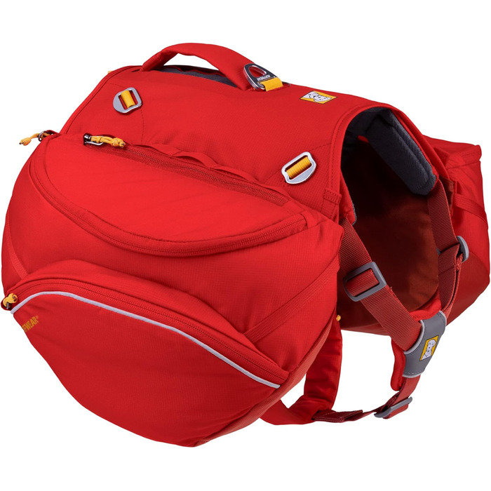 RUFFWEAR Palisades рюкзак для собак середній, червоний, туристичний рюкзак-сумка з сідельними кишенями, для походів і кемпінгу