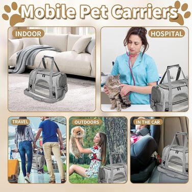 Транспортна сумка для кота та собаки, переноска для тварин з підстилкою, портативна, м'яка, складна, для цуценят та кошенят, дозволена авіакомпаніями