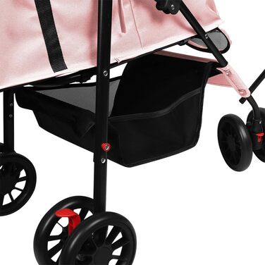 Дитяча коляска для собак та котів Homewell, складана, до 20 кг, з ременями на плече, багажником та тримачем для напоїв (Рожева)