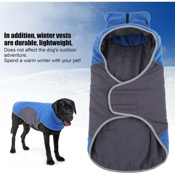 Зимовий теплий куртка для собак, вітронепроникний, плюш, зі стійким коміром, на блискавці, захист шиї та живота, з застібками-гачками, отвір для тракції, універсальна куртка для маленьких, середніх собак