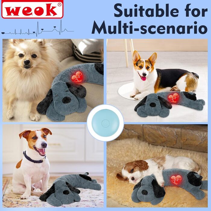 Іграшка-сердечко для собак WEOK: зручне крісло-м'ячик для зняття тривоги, допомога у засинанні, для середніх собак, сірий колір