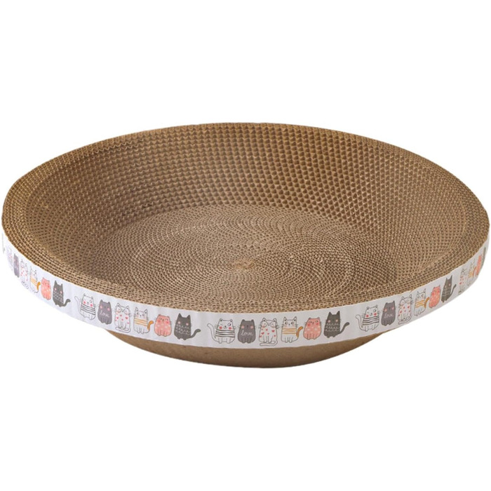 Круглі когтеточки для котів, лежанка-чаша, когтеточка-миска, котяче ліжко з картону, когтеточка, картон для кошенят, малі та середні коти (діаметр 45 см)