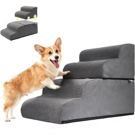 Сходинки для собак Mora Pets: зручні та безпечні сходи для ліжка та дивану, 4 сходинки, антиковзаюча поверхня, знімний чохол, 50 см висота