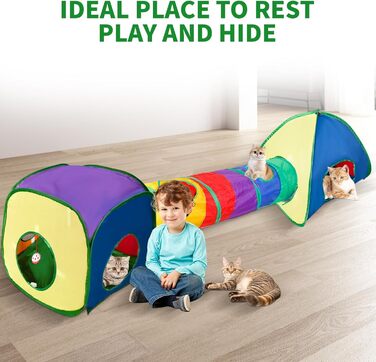 Туннель-іграшка для котів 3 в 1 з лабіринтом, куб, намет - інтерактивна іграшка для кошенят, цуценят, кроликів