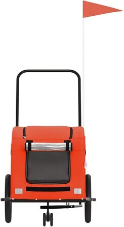 Фургон для собак VidaXL - переносний, з прапором та світловідбивачами, до 45 кг, Oxford-Gewebe, 63.5 x 124.5 x 66 см, Оранжевий