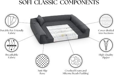 Собаче ліжко Sofi Grosse - м'яке, миється, з поліуретану, для собак середніх та маленьких порід (XXL, 130x100 см, коричневе)