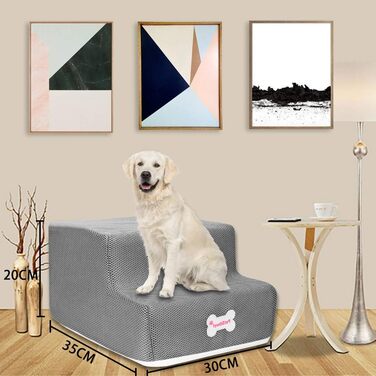 Сходинки для собак на 2 сходинки для ліжка та дивану, 20 см, широкі, для малих, старих, великих собак та котів, стійкі, протиковзні, миючі, сірий колір