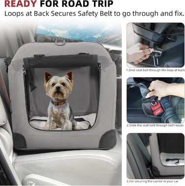 Petprsco Велика переноска для котів і собак, 61x43x43 см, з теплою ковдрою, складаною мискою та м'якою підстилкою, для подорожей