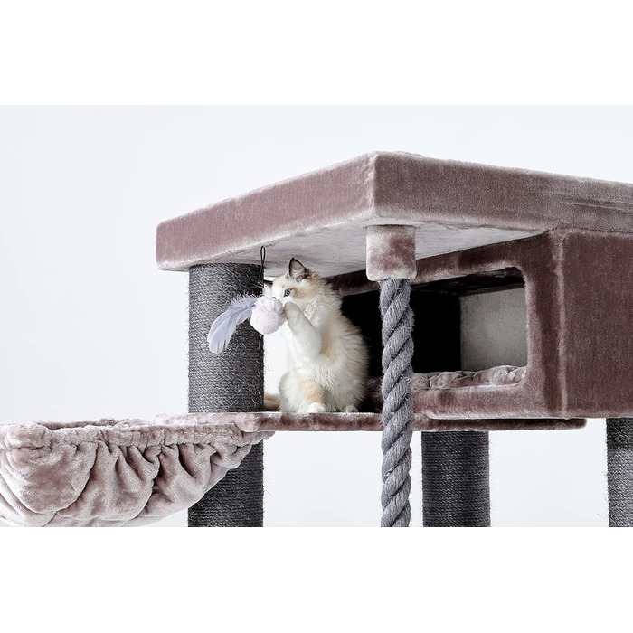 Дряпка для великих котів Petrebels Turnpike XXL 200 см, стовпи Ø15 см, для мейн-кунів, 76x76x200 см, колір капучино