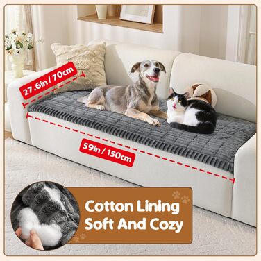 Плед на диван для собак, фланелевий, 70 x 150 см, антиковзаюча підкладка, захист від бруду та шерсті, темно-сірий