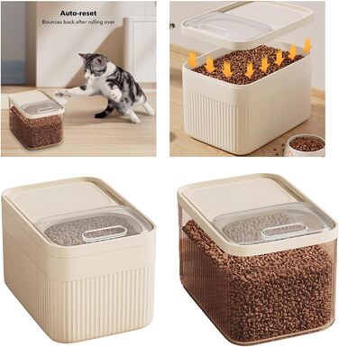 Герметичний контейнер для зберігання корму для тварин до 13,6 кг, для собак, котів та іншого корму, з мірним стаканчиком, білий (прозорий)