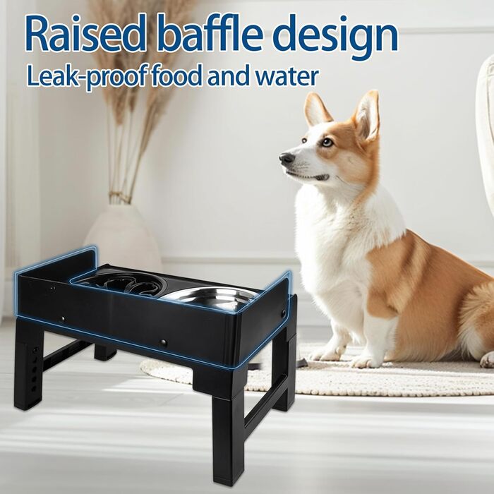 Підвищена годівниця для собак Dokeno, регульована по висоті, велика, для собак великих, середніх та малих порід, миска для повільного годування, не проливаються, стійка для мисок