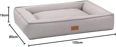 Крісло-ліжко для собак BOXBED від MSS e.K. з м'якою подушкою та знімним велюровим покриттям, 105 x 80 x 19 см. Підходить для собак та цуценят.