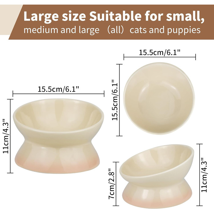 Підвищена годівниця для котів та собак Busnos, керамічна миска для води та їжі, жовта, 15.5x15.5x11 см